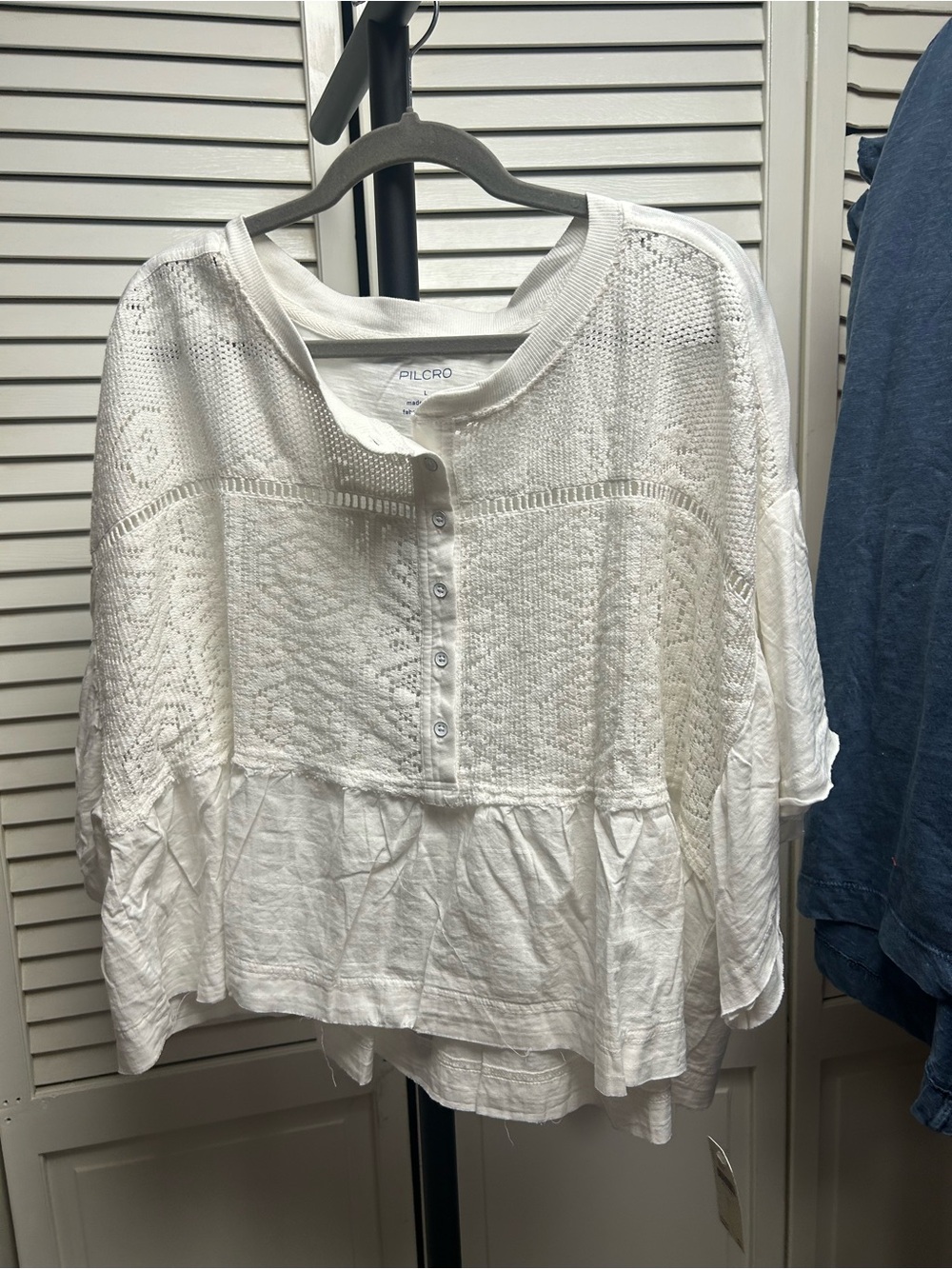 Nwot Pilcro boxy crochet babydoll top - Picture 8 of 10